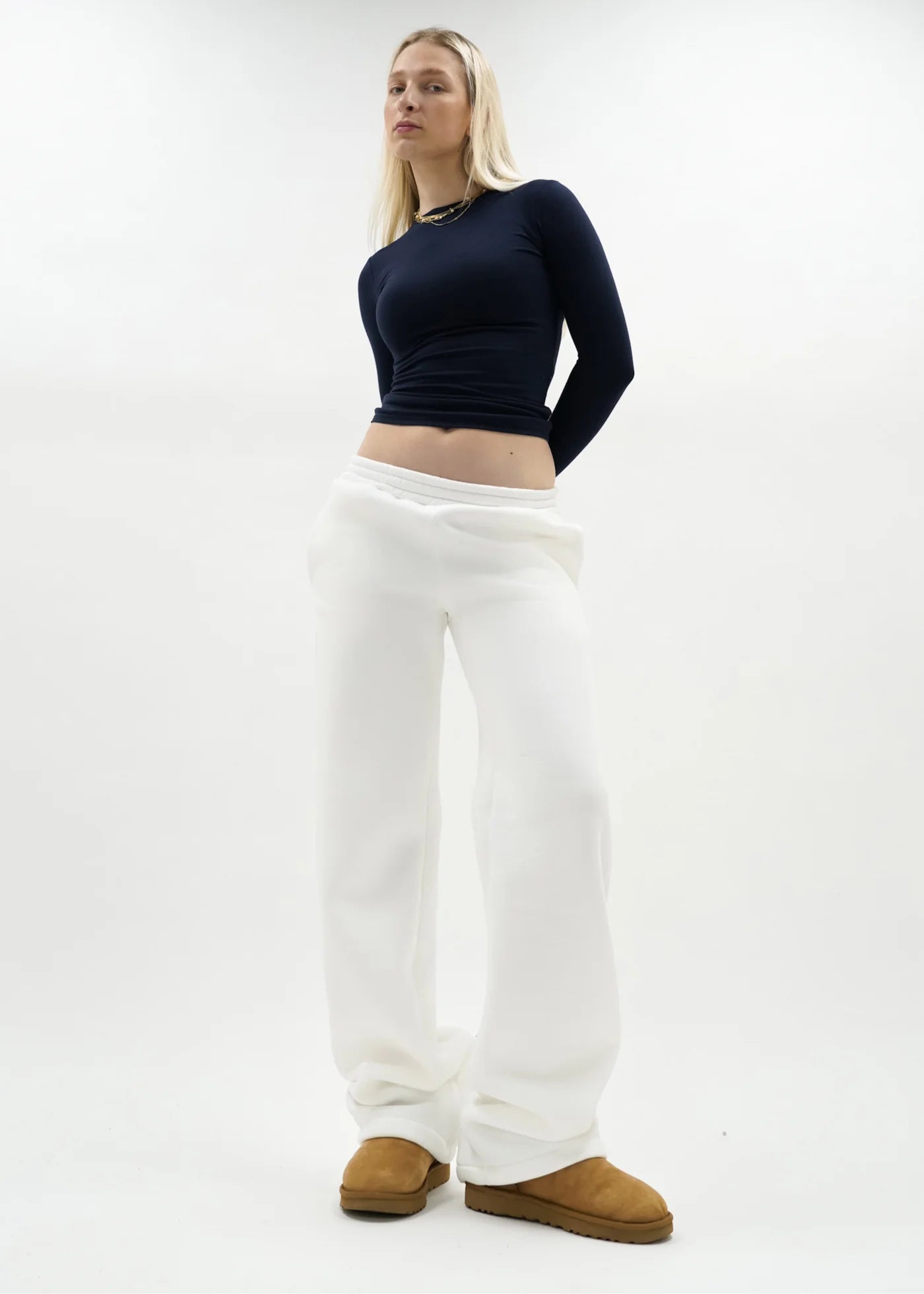 Low/mid waist jogger pants crème (TALL)